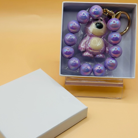 🥰Purple Bear Keychain with Beaded Bracelet - Picture 12 of 12